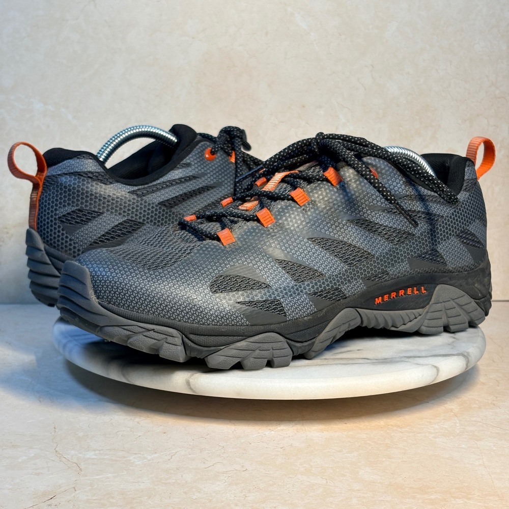 Merrell Mens Moab Edge 2 Hiking Shoes Charcoal Grey Orange J06113W Size 11 Wide